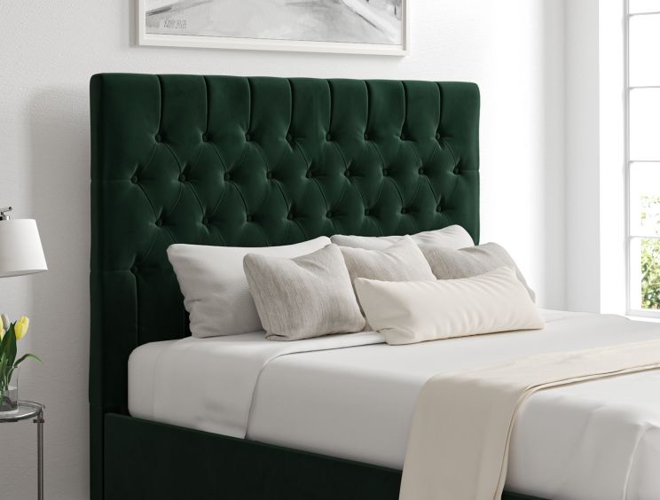 Maxi Hugo Bottle Green Upholstered Ottoman Super King Size Bed Frame Only