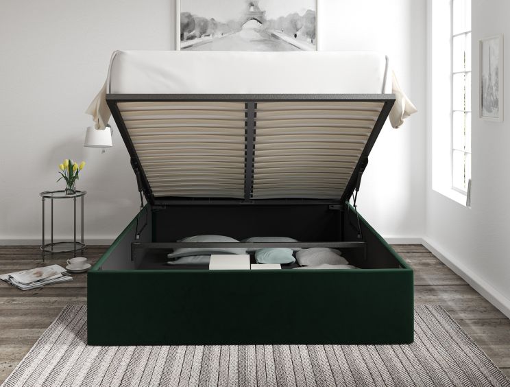 Maxi Hugo Bottle Green Upholstered Ottoman King Size Bed Frame Only