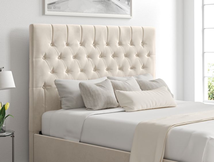 Maxi Hugo Ivory Upholstered Ottoman King Size Bed Frame Only