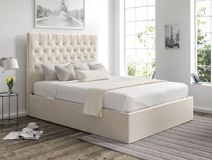 Maxi Hugo Ivory Upholstered Ottoman Double Bed Frame Only