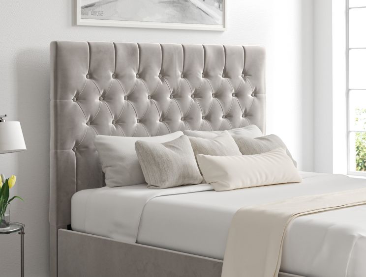 Maxi Hugo Platinum Upholstered Ottoman King Size Bed Frame Only