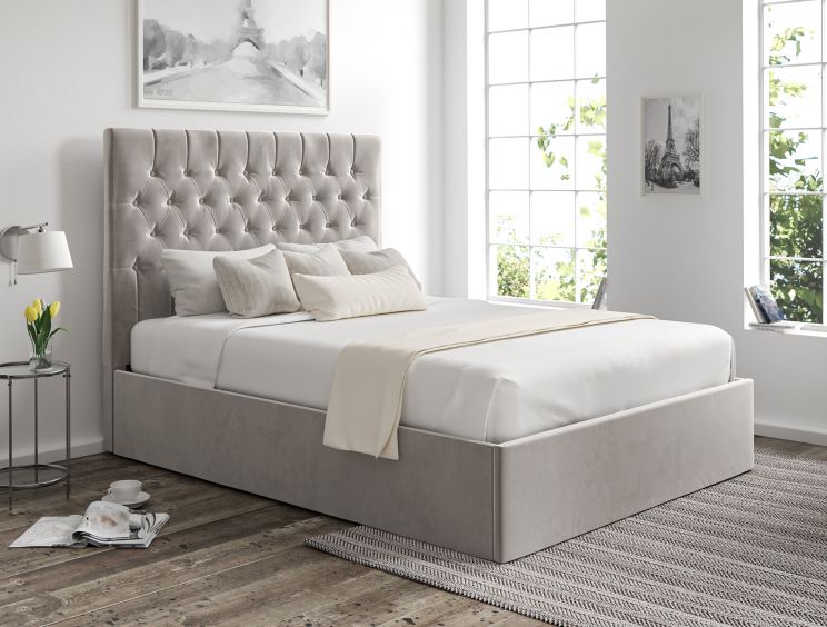 Maxi Hugo Platinum Upholstered Ottoman Super King Size Bed Frame Only