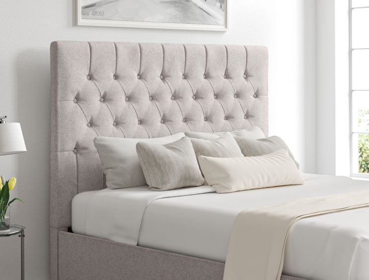 Maxi Trebla Chalk Upholstered Ottoman Double Bed Frame Only