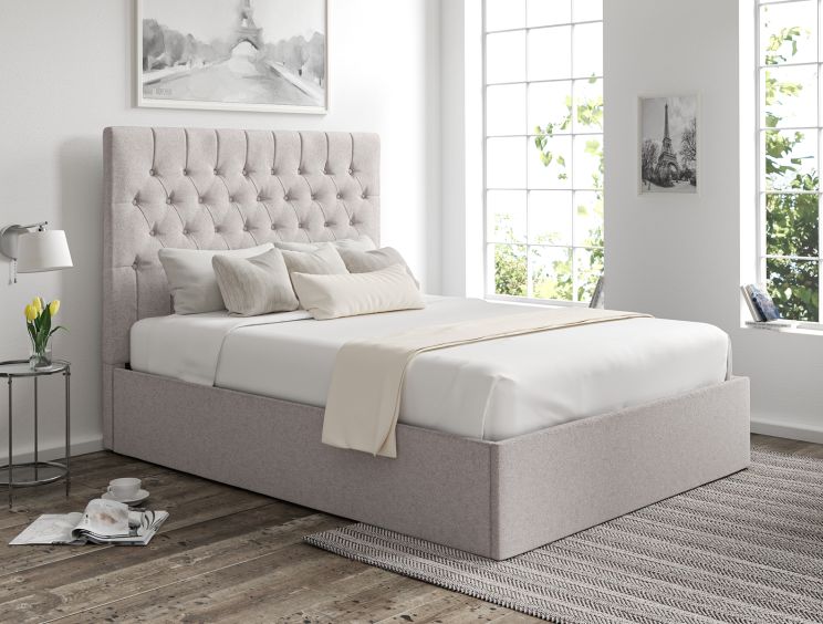 Maxi Trebla Chalk Upholstered Ottoman King Size Bed Frame Only