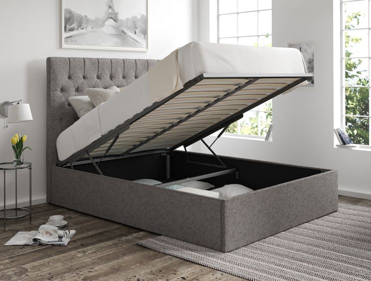 Maxi Trebla Charcoal Upholstered Ottoman Super King Size Bed Frame Only