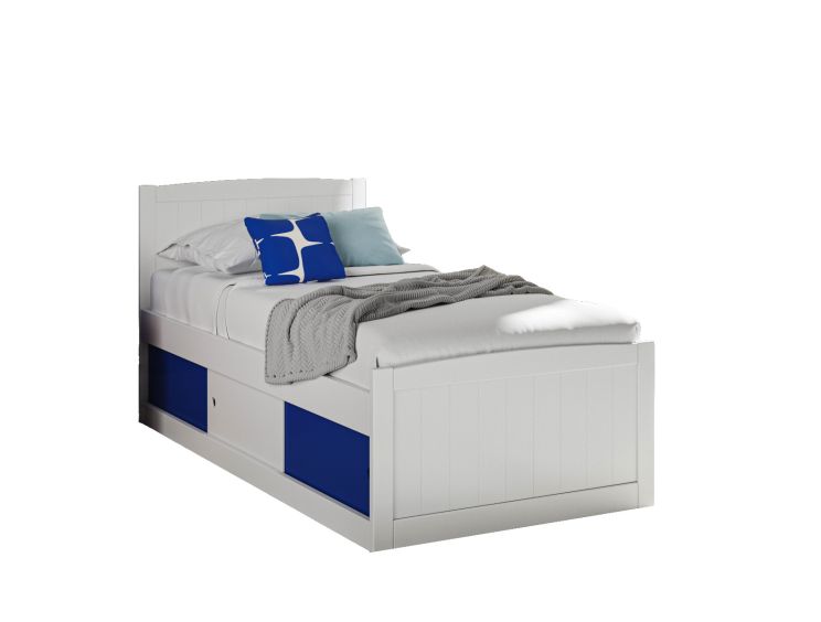 Maxistore 3 Door Blue Wooden Storage Single Bed Frame