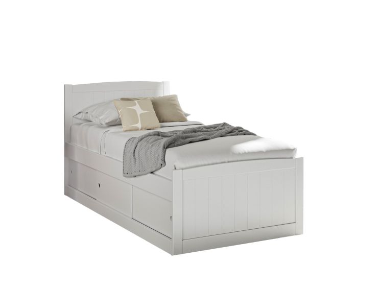 Maxistore 3 Door White Wooden Storage Single Bed Frame