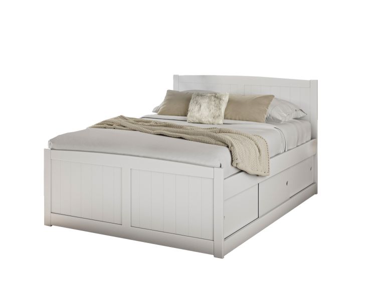 Maxistore 6 Door White Wooden Storage Double Bed Frame