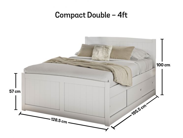 Maxistore 6 Door White Wooden Storage Compact Double Bed Frame
