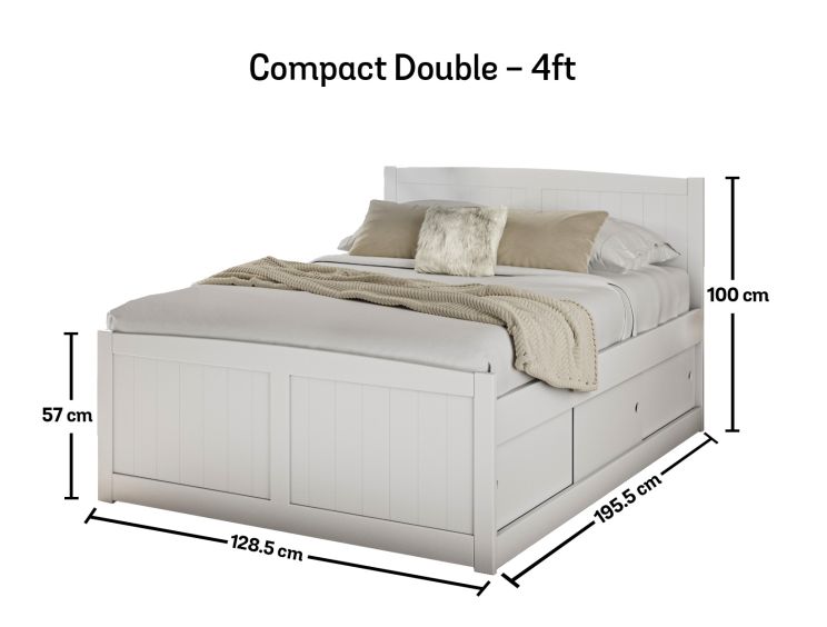 Maxistore 6 Door White Wooden Storage Compact Double Bed Frame