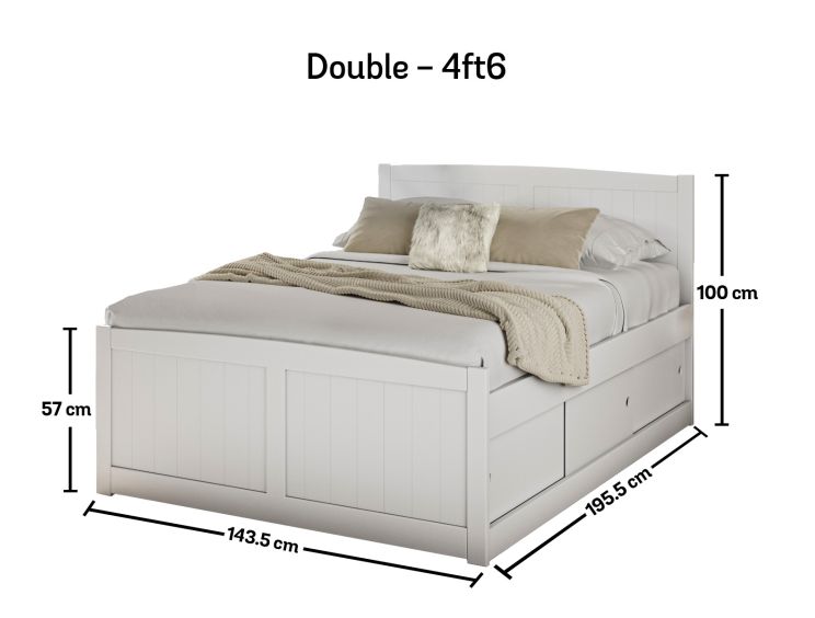 Maxistore 6 Door White Wooden Storage Double Bed Frame