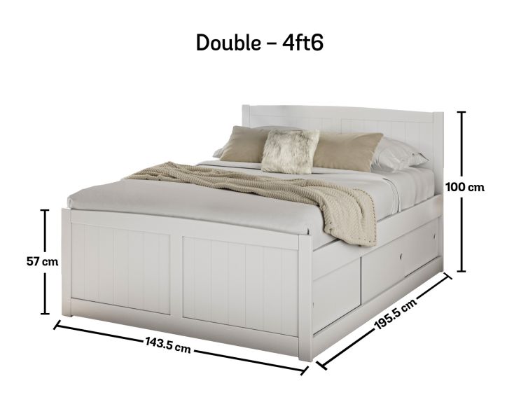 Maxistore 6 Door White Wooden Storage Double Bed Frame