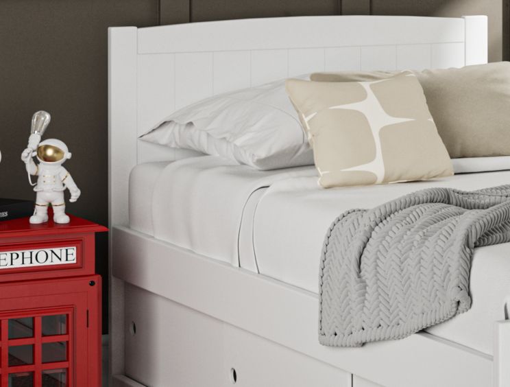 Maxistore 3 Door White Wooden Storage Single Bed Frame time4sleep
