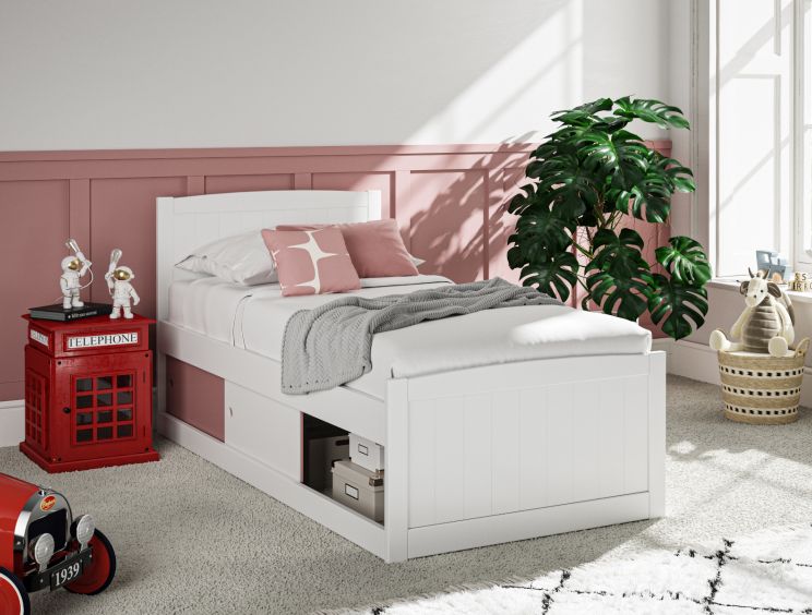 Maxistore 3 Door Pink Wooden Storage Single Bed Frame