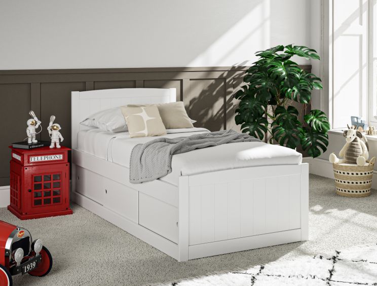 Wooden single outlet bed with storage