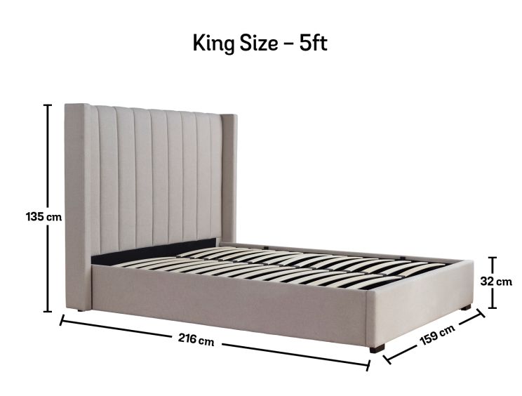 Maya Winged Ottoman Natural - King Bed Frame Only