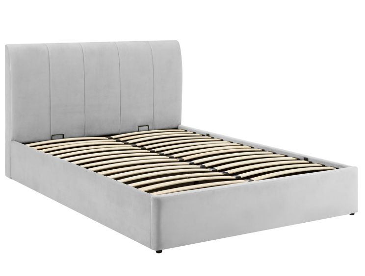 Mayfair ottoman velvet silver grey upholstered shop bed frame