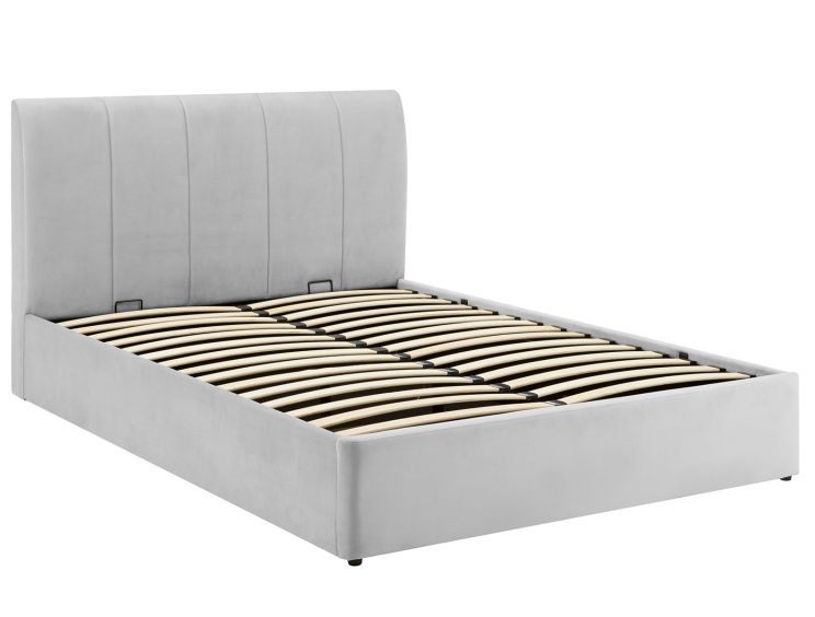 Mayfair Ottoman Silver Grey Velvet Upholstered King Size Bed Frame Only