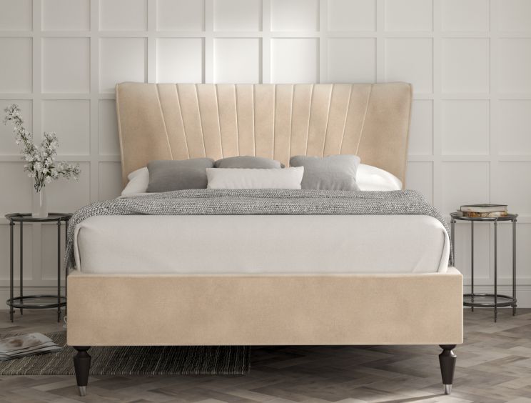 Melbury Upholstered Bed Frame - Double Bed Frame Only - Savannah Almond