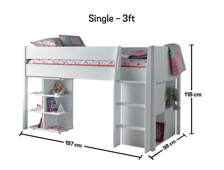 Montana Mid Sleeper Bed Frame Including Desk and 2 Door Quad Unit