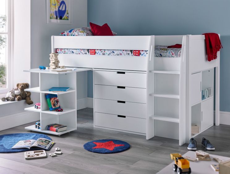 Montana Mid Sleeper With desk, 4 Drawer Chest and 2 Door Quad Unit