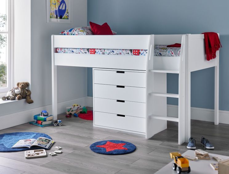 Montana Mid Sleeper Bed Frame Including 4 Drawer Chest