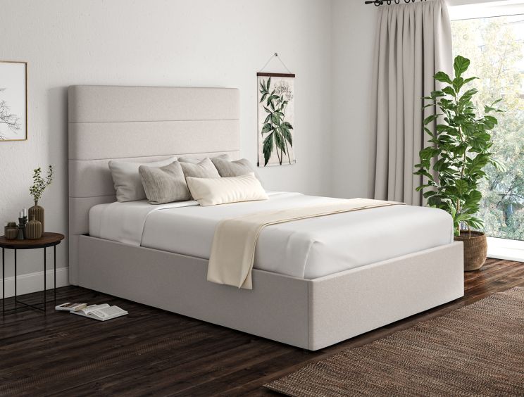 Milano Arran Natural Upholstered Ottoman King Size Bed Frame Only