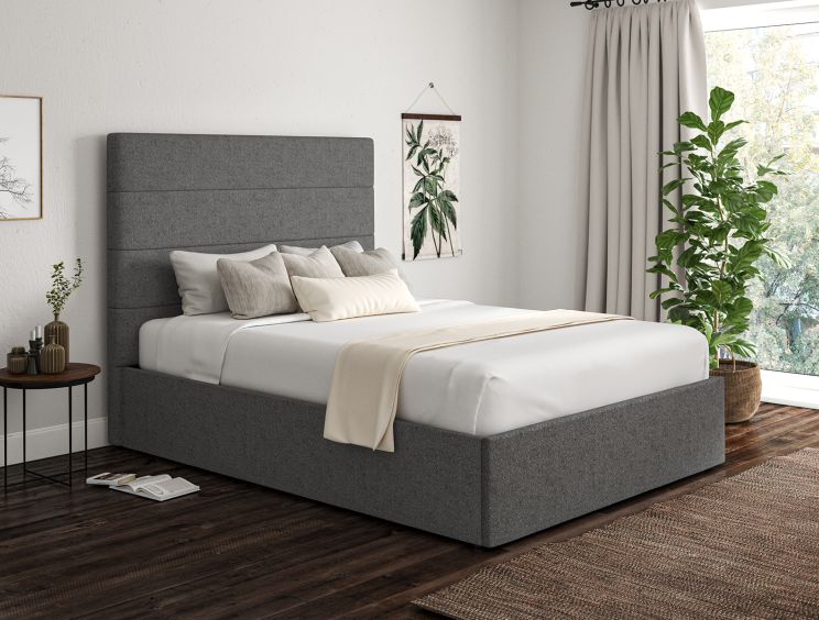 Milano Arran Pebble Upholstered Ottoman King Size Bed Frame Only