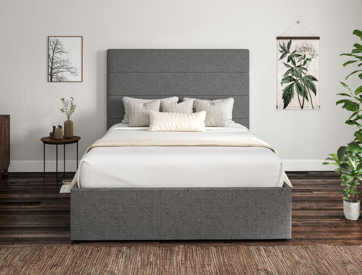 Milano Arran Pebble Upholstered Ottoman King Size Bed Frame Only