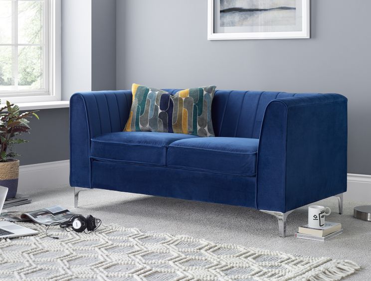 Navy blue sales suede sofa