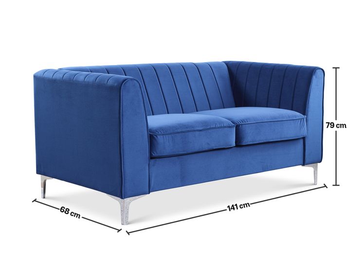 Milano Navy Velvet 2 Seater Sofa