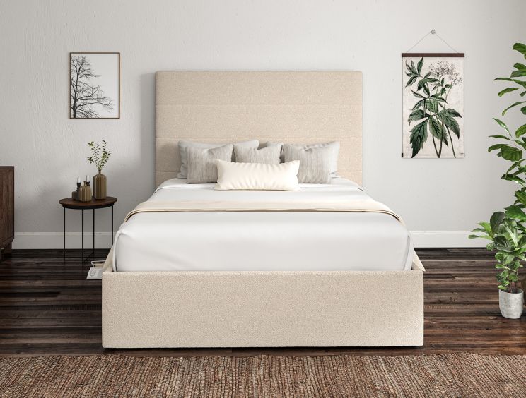 Milano Boucle Ivory Upholstered Ottoman Single Bed Frame Only