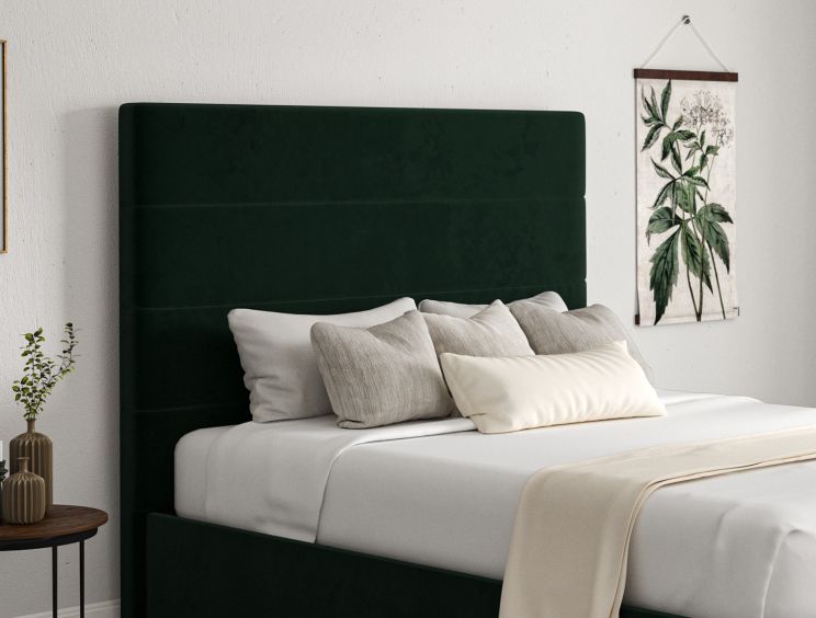 Milano Hugo Bottle Green Upholstered Ottoman Double Bed Frame Only