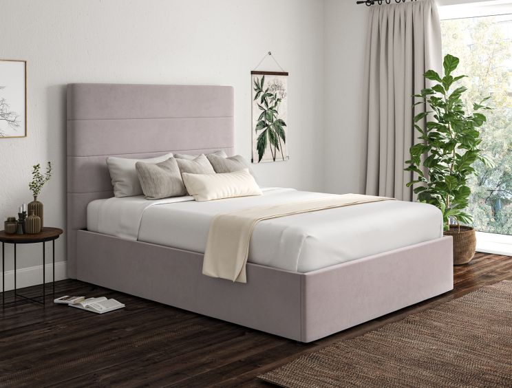 Milano Hugo Dove Upholstered Ottoman Compact Double Bed Frame Only