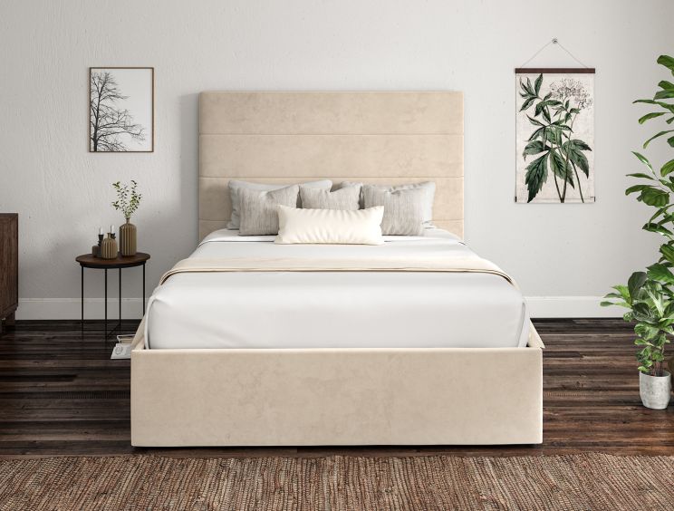 Milano Hugo Ivory Upholstered Ottoman Single Bed Frame Only