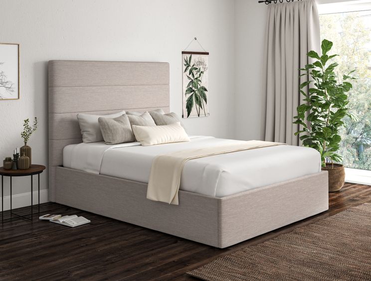 Milano Linea Fog Upholstered Ottoman Compact Double Bed Frame Only