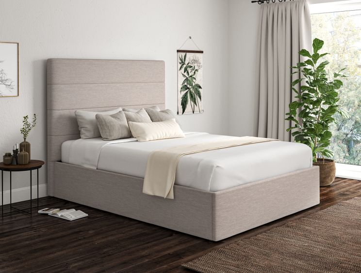 Milano Linea Fog Upholstered Ottoman King Size Bed Frame Only