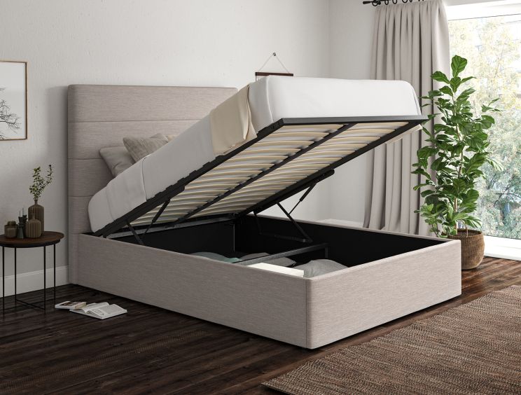 Milano Linea Fog Upholstered Ottoman Double Bed Frame Only