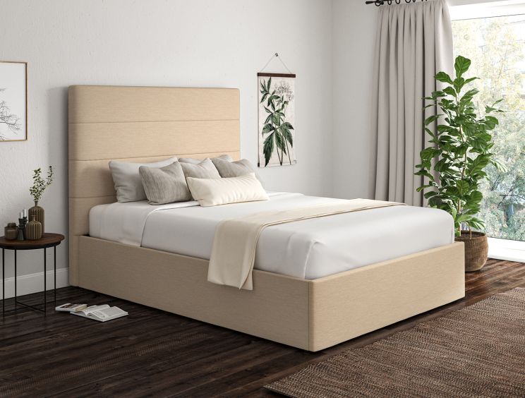 Milano Linea Linen Upholstered Ottoman Compact Double Bed Frame Only