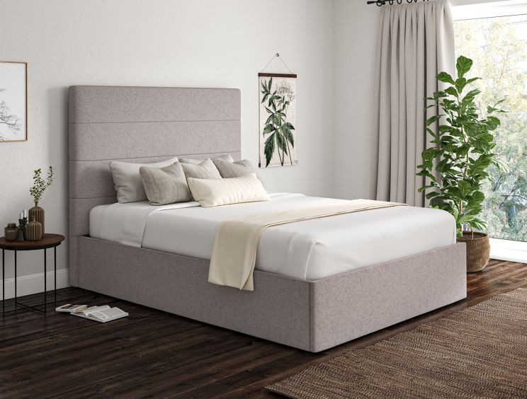 Milano Trebla Chalk Upholstered Ottoman Double Bed Frame Only