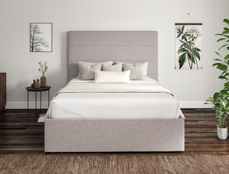 Milano Trebla Chalk Upholstered Ottoman Double Bed Frame Only