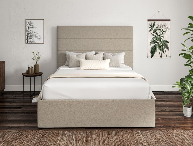 Milano Trebla Flax Upholstered Ottoman Double Bed Frame Only