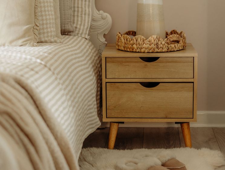 Molle 2 Drawer Oak Finish Bedside