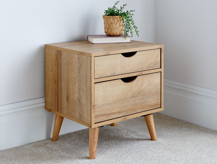 Molle 2 Drawer Oak Finish Bedside