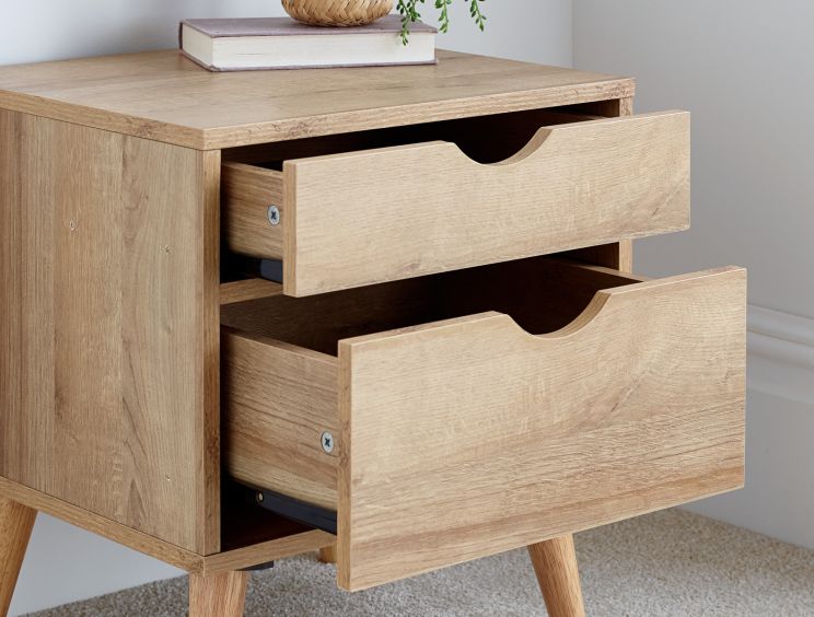 Molle 2 Drawer Oak Finish Bedside