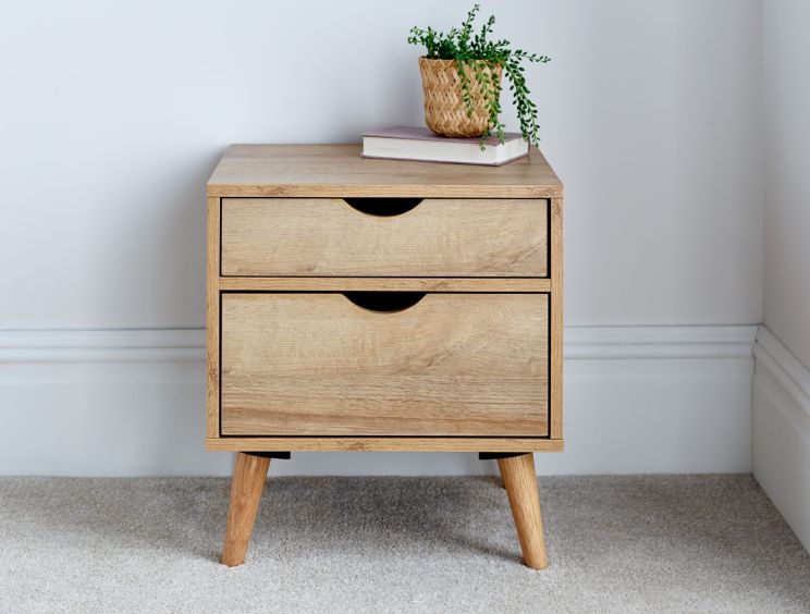 Molle 2 Drawer Oak Finish Bedside