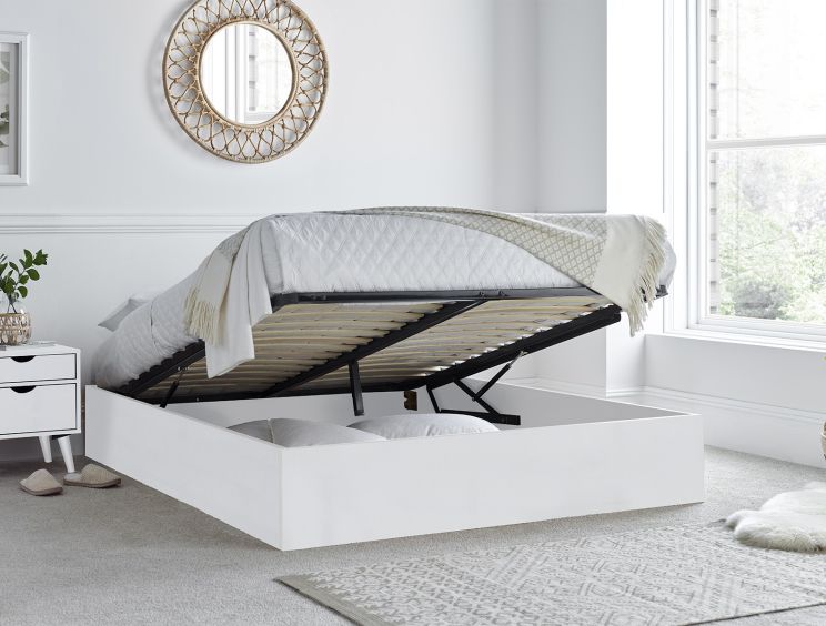 Molle White Ottoman Storage Bed Frame Only