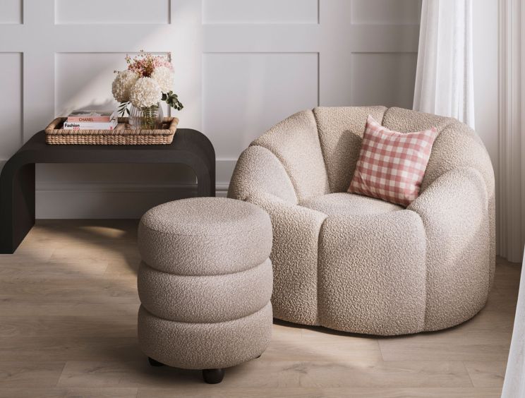 Southwold Buff Boucle Upholstered Swivel Chair