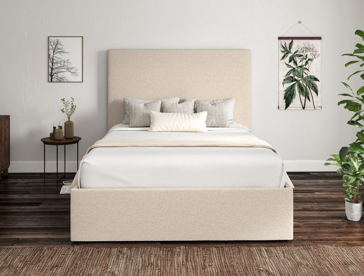 Napoli Boucle Ivory Upholstered Ottoman Single Bed Frame Only