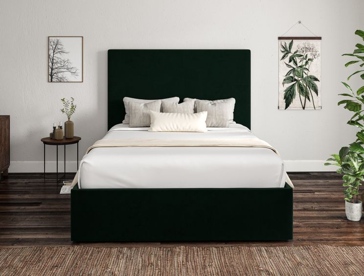 Napoli Hugo Bottle Green Upholstered Ottoman Single Bed Frame Only